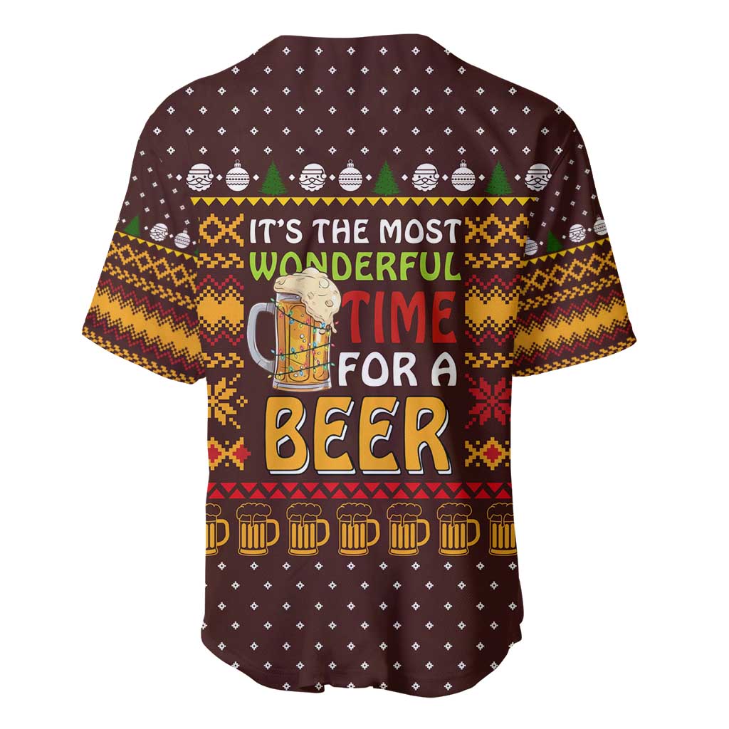 Christmas Its The Most Wonderful Time For A Beer Baseball Jersey Xmas Holiday Patterns - Wonder Print Shop