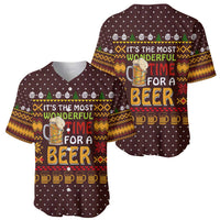 Christmas Its The Most Wonderful Time For A Beer Baseball Jersey Xmas Holiday Patterns - Wonder Print Shop
