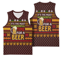 Christmas Its The Most Wonderful Time For A Beer Basketball Jersey Xmas Holiday Patterns - Wonder Print Shop