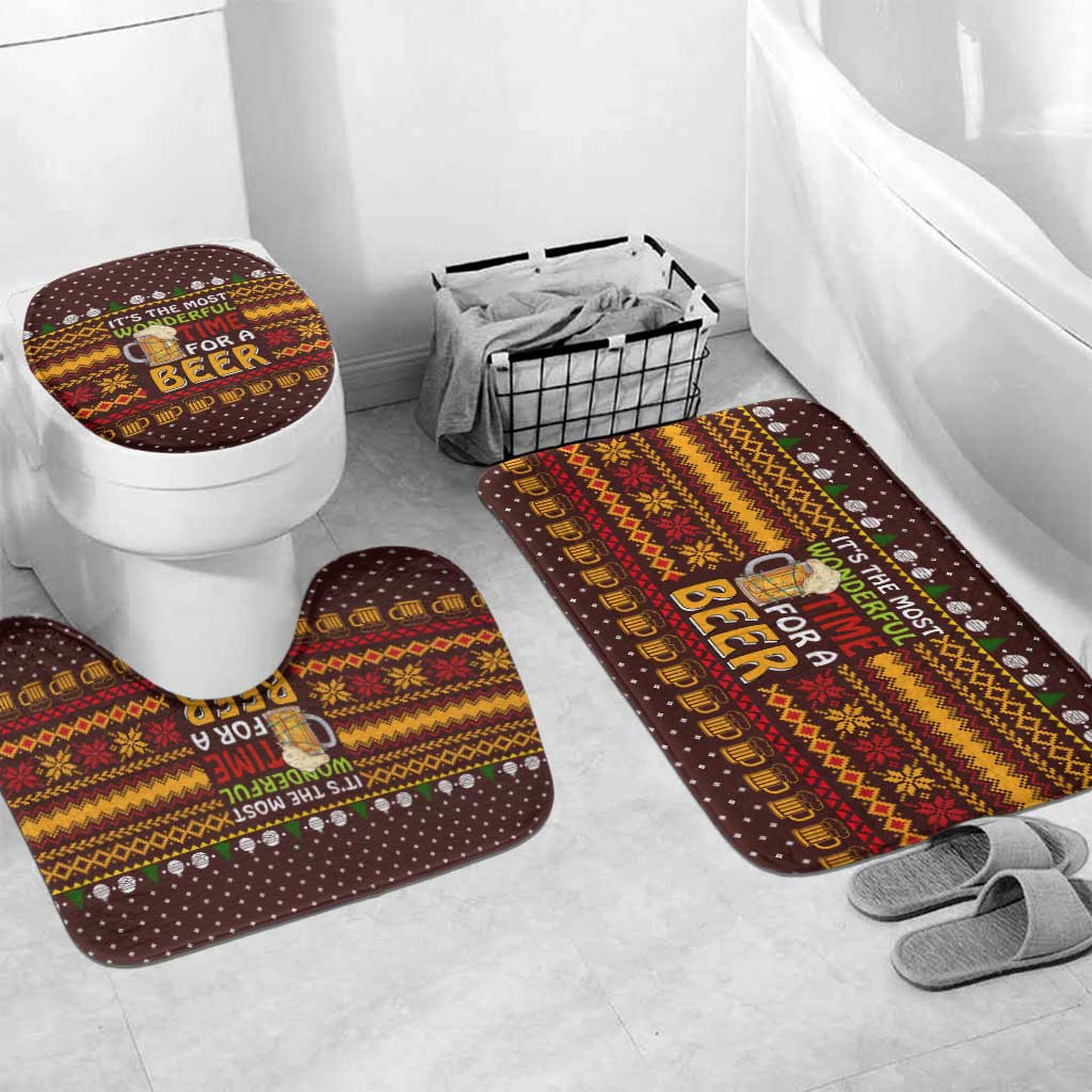 Christmas Its The Most Wonderful Time For A Beer Bathroom Set Xmas Holiday Patterns - Wonder Print Shop
