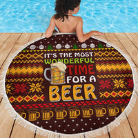 Christmas Its The Most Wonderful Time For A Beer Beach Blanket Xmas Holiday Patterns - Wonder Print Shop
