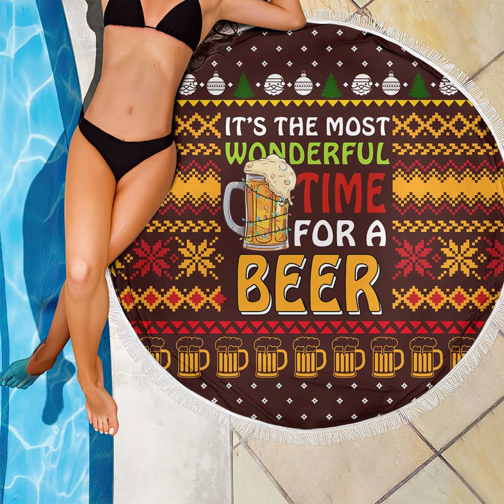 Christmas Its The Most Wonderful Time For A Beer Beach Blanket Xmas Holiday Patterns - Wonder Print Shop