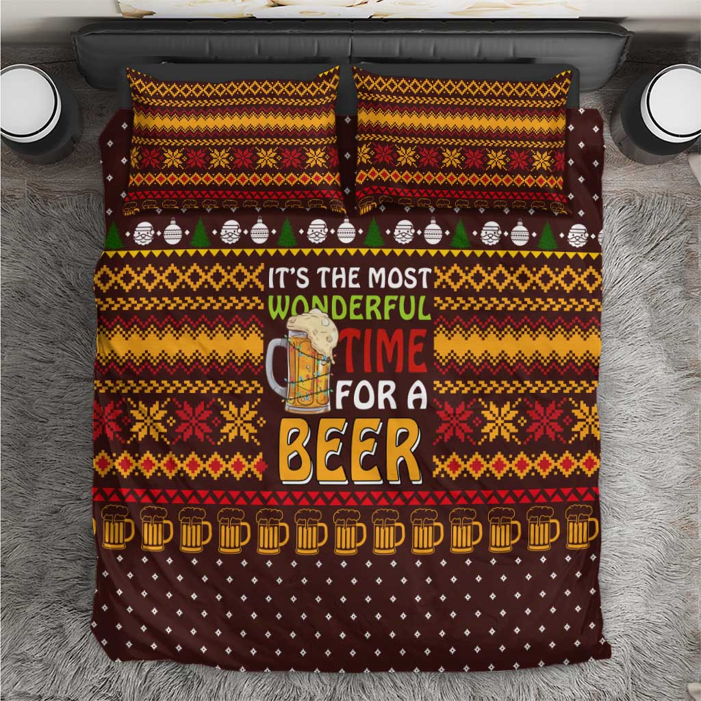Christmas Its The Most Wonderful Time For A Beer Bedding Set Xmas Holiday Patterns - Wonder Print Shop