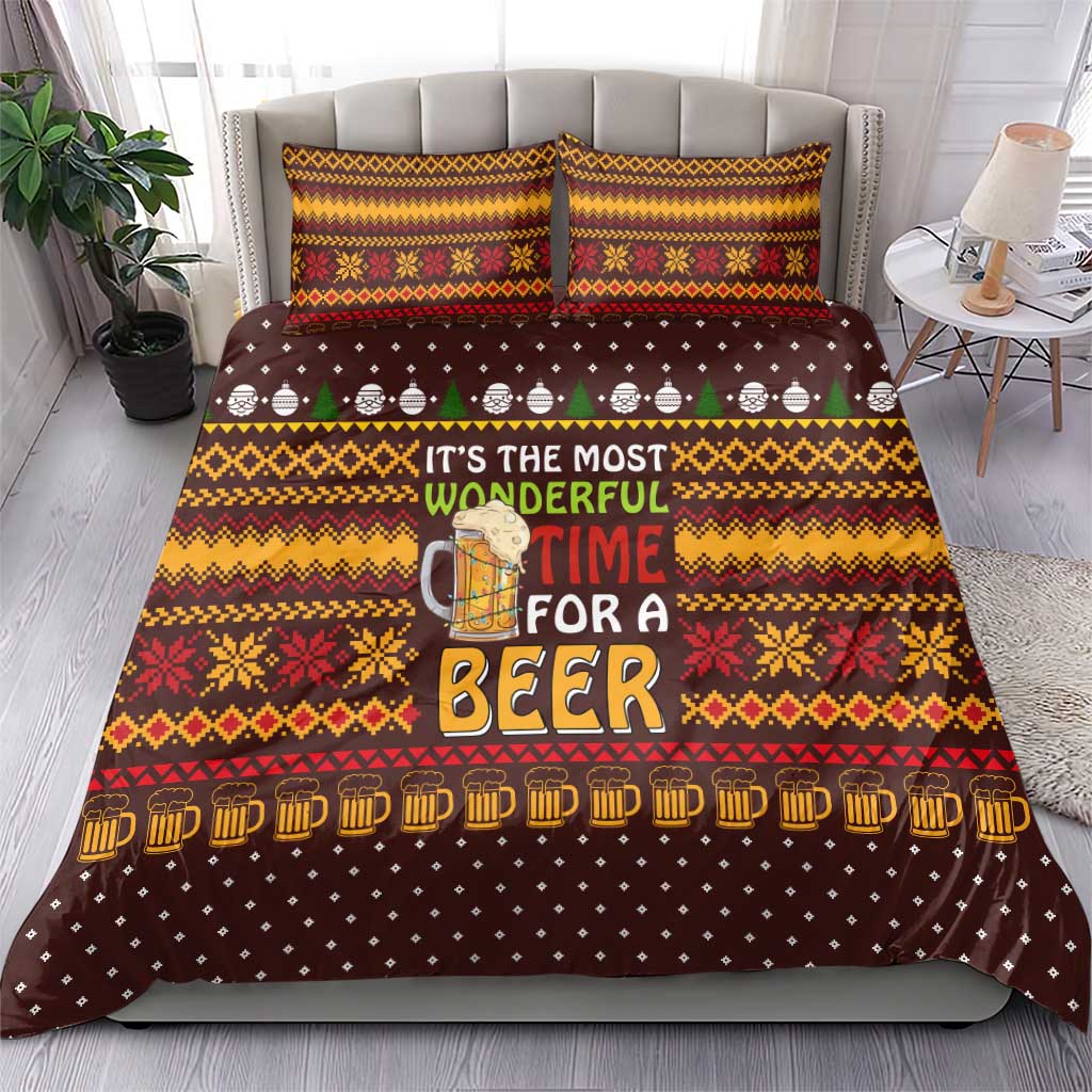 Christmas Its The Most Wonderful Time For A Beer Bedding Set Xmas Holiday Patterns - Wonder Print Shop