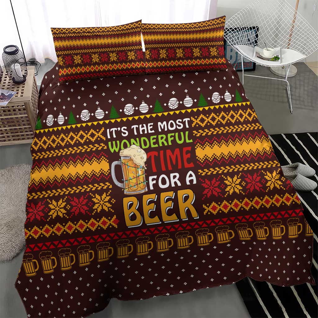 Christmas Its The Most Wonderful Time For A Beer Bedding Set Xmas Holiday Patterns - Wonder Print Shop