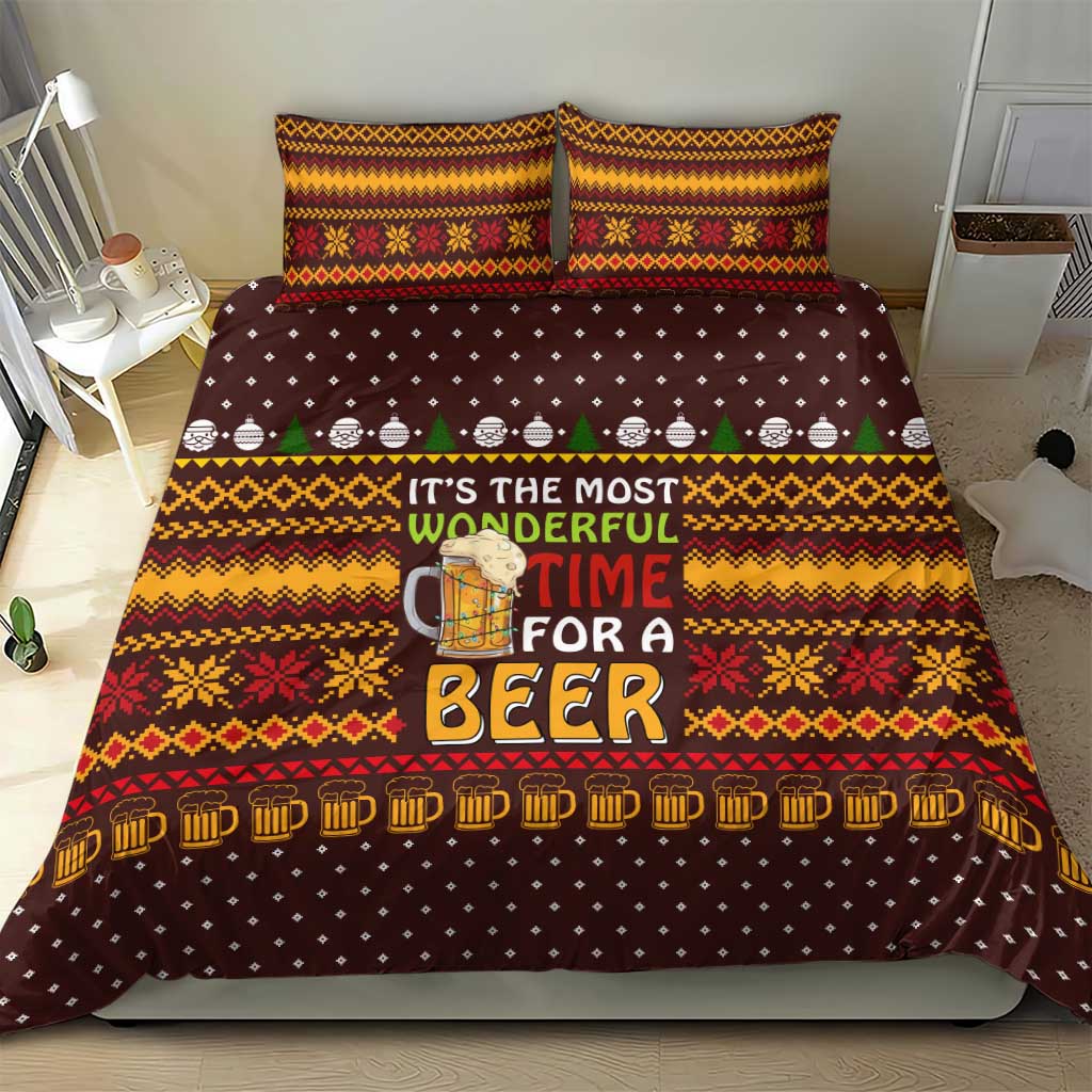 Christmas Its The Most Wonderful Time For A Beer Bedding Set Xmas Holiday Patterns - Wonder Print Shop