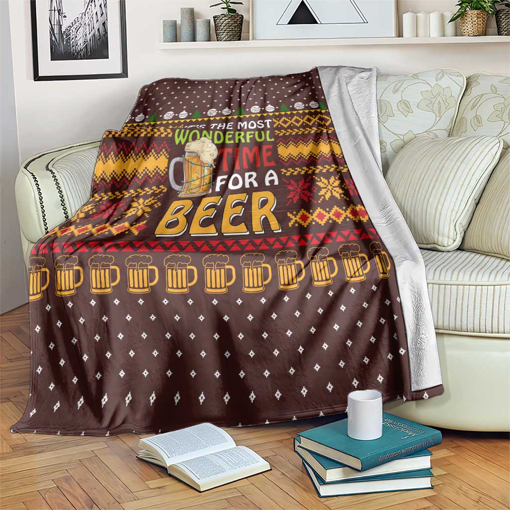 Christmas Its The Most Wonderful Time For A Beer Blanket Xmas Holiday Patterns - Wonder Print Shop