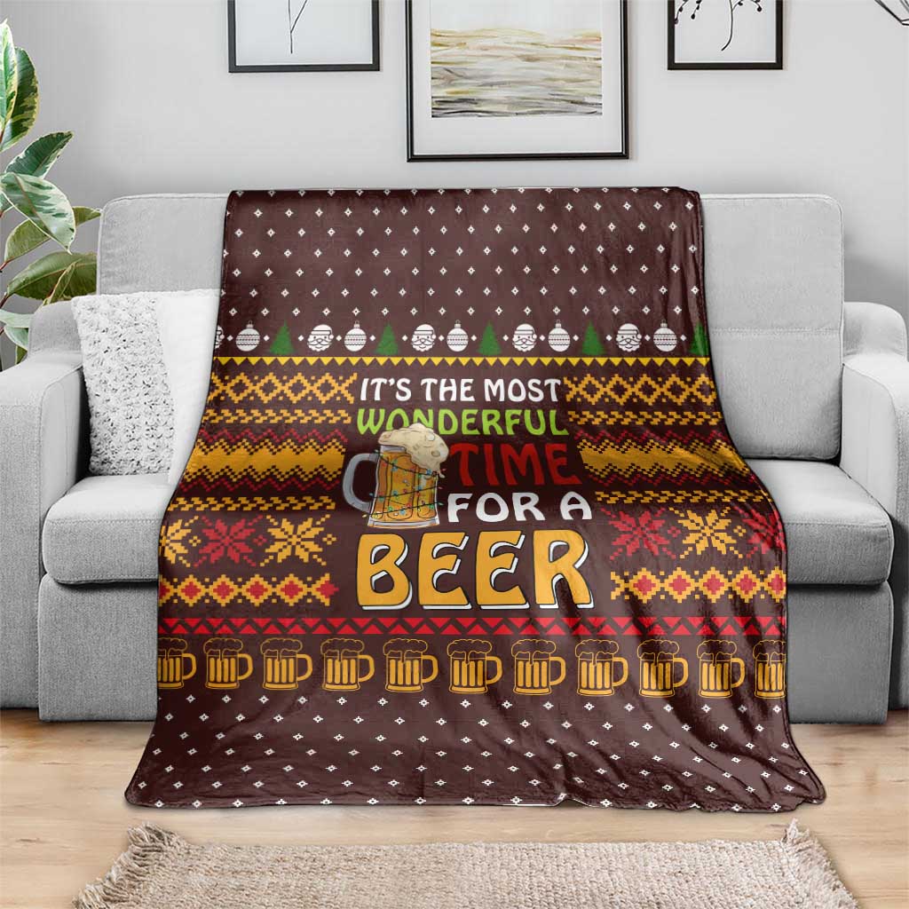 Christmas Its The Most Wonderful Time For A Beer Blanket Xmas Holiday Patterns - Wonder Print Shop