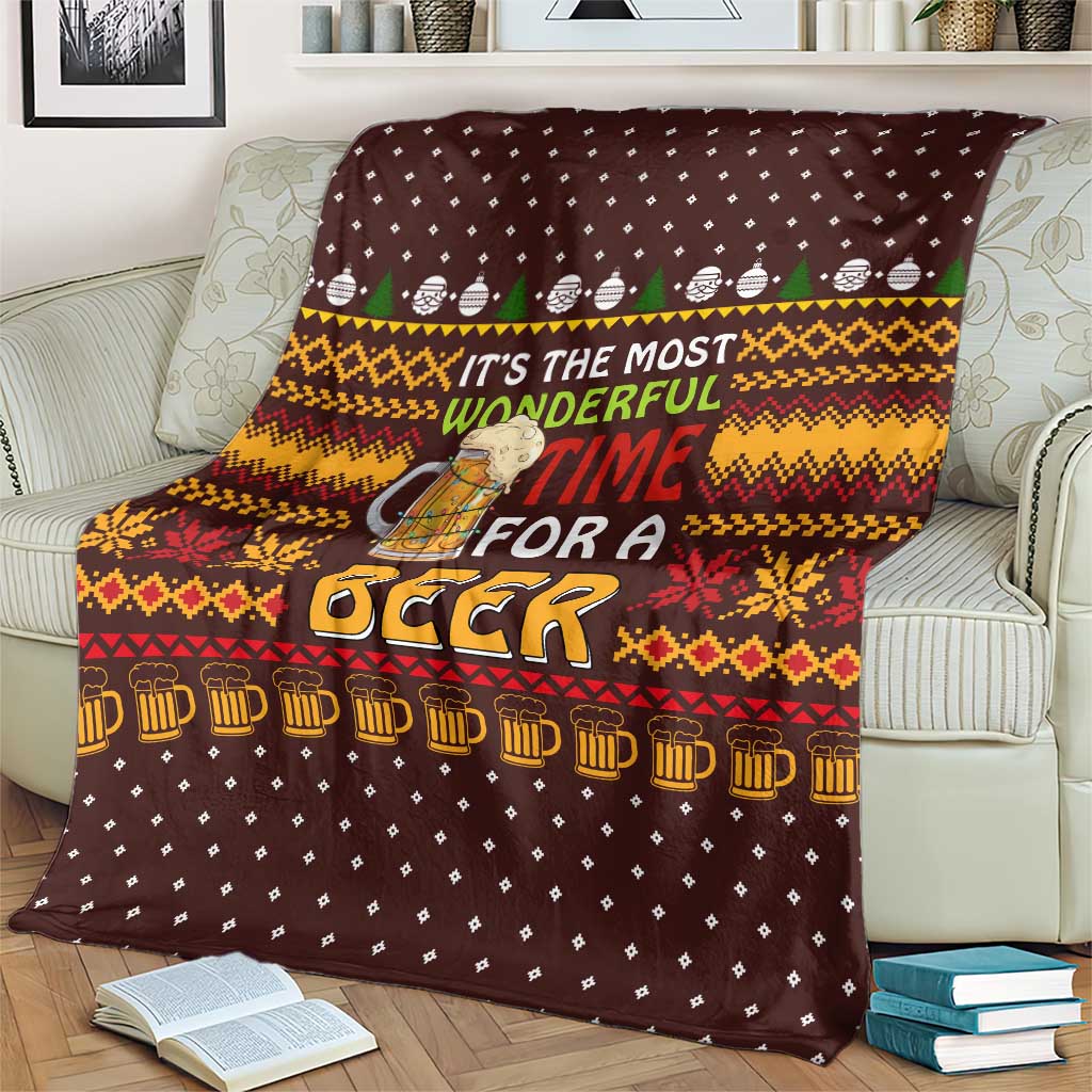 Christmas Its The Most Wonderful Time For A Beer Blanket Xmas Holiday Patterns - Wonder Print Shop