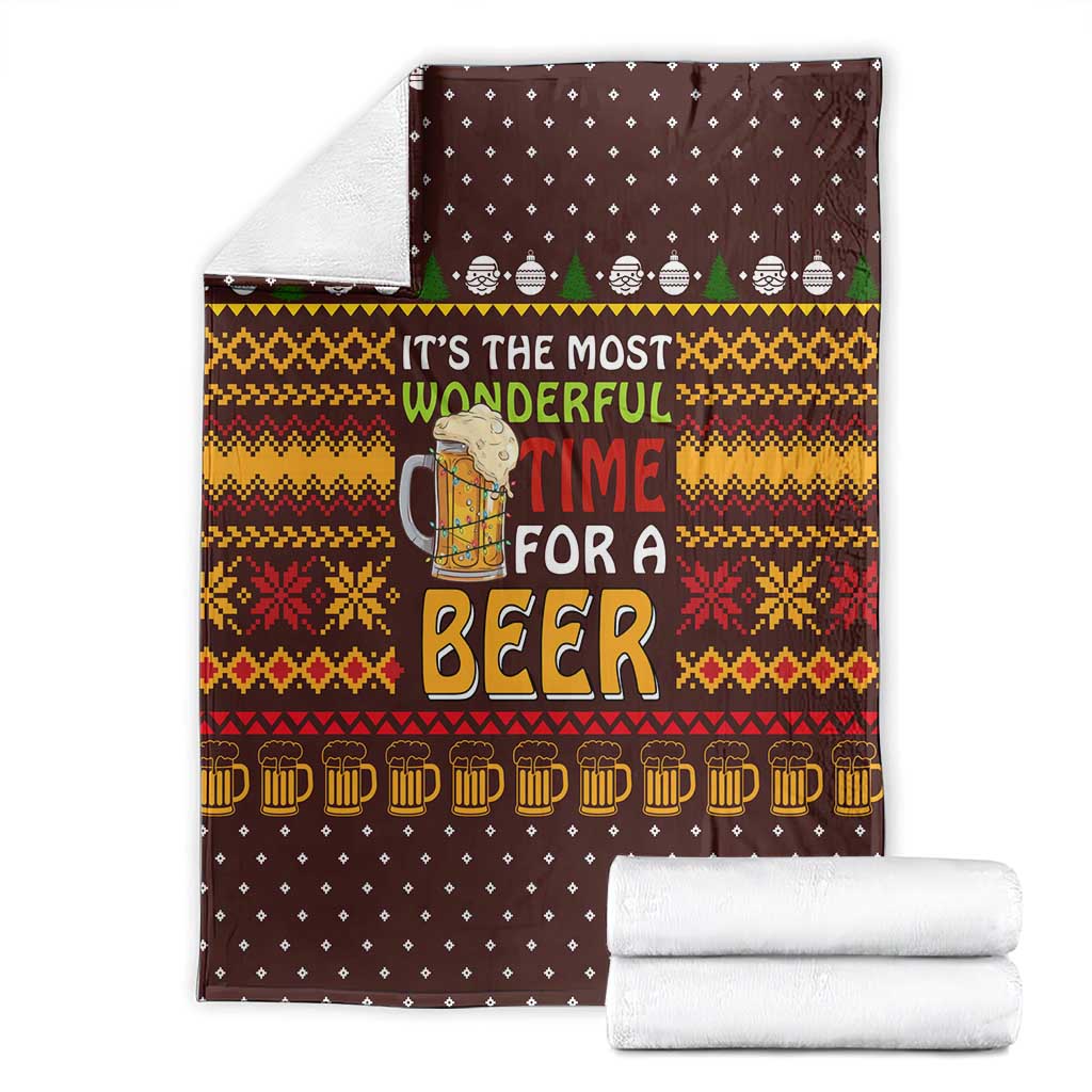 Christmas Its The Most Wonderful Time For A Beer Blanket Xmas Holiday Patterns - Wonder Print Shop
