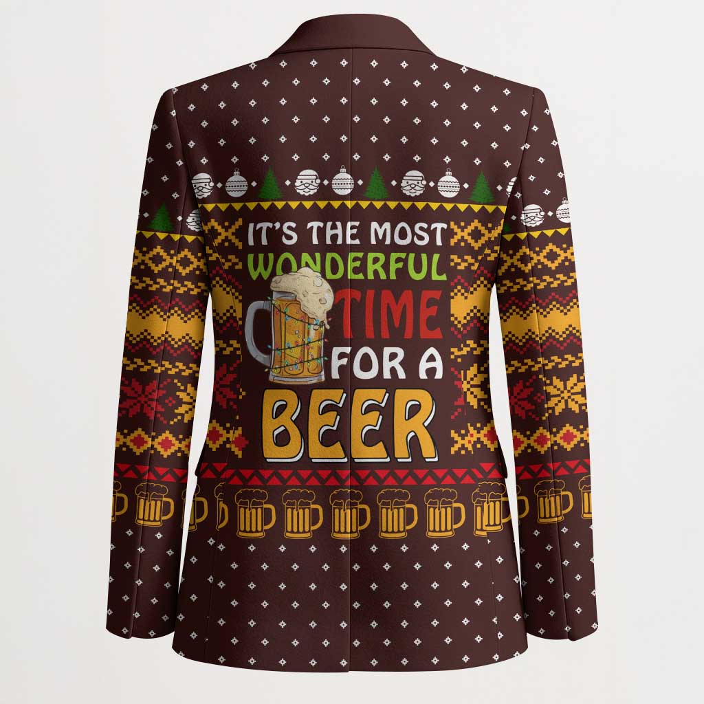 Christmas Its The Most Wonderful Time For A Beer Blazer Xmas Holiday Patterns - Wonder Print Shop
