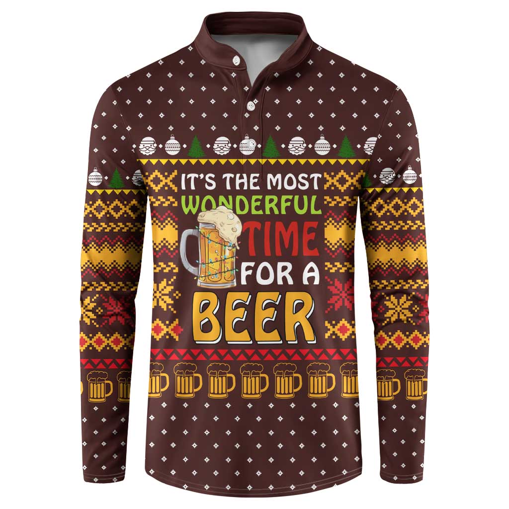 Christmas Its The Most Wonderful Time For A Beer Button Sweatshirt Xmas Holiday Patterns - Wonder Print Shop
