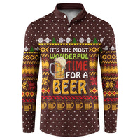 Christmas Its The Most Wonderful Time For A Beer Button Sweatshirt Xmas Holiday Patterns - Wonder Print Shop