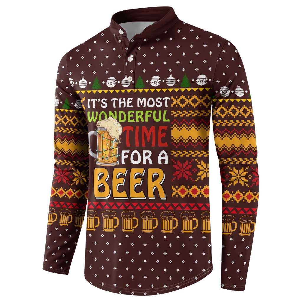 Christmas Its The Most Wonderful Time For A Beer Button Sweatshirt Xmas Holiday Patterns - Wonder Print Shop