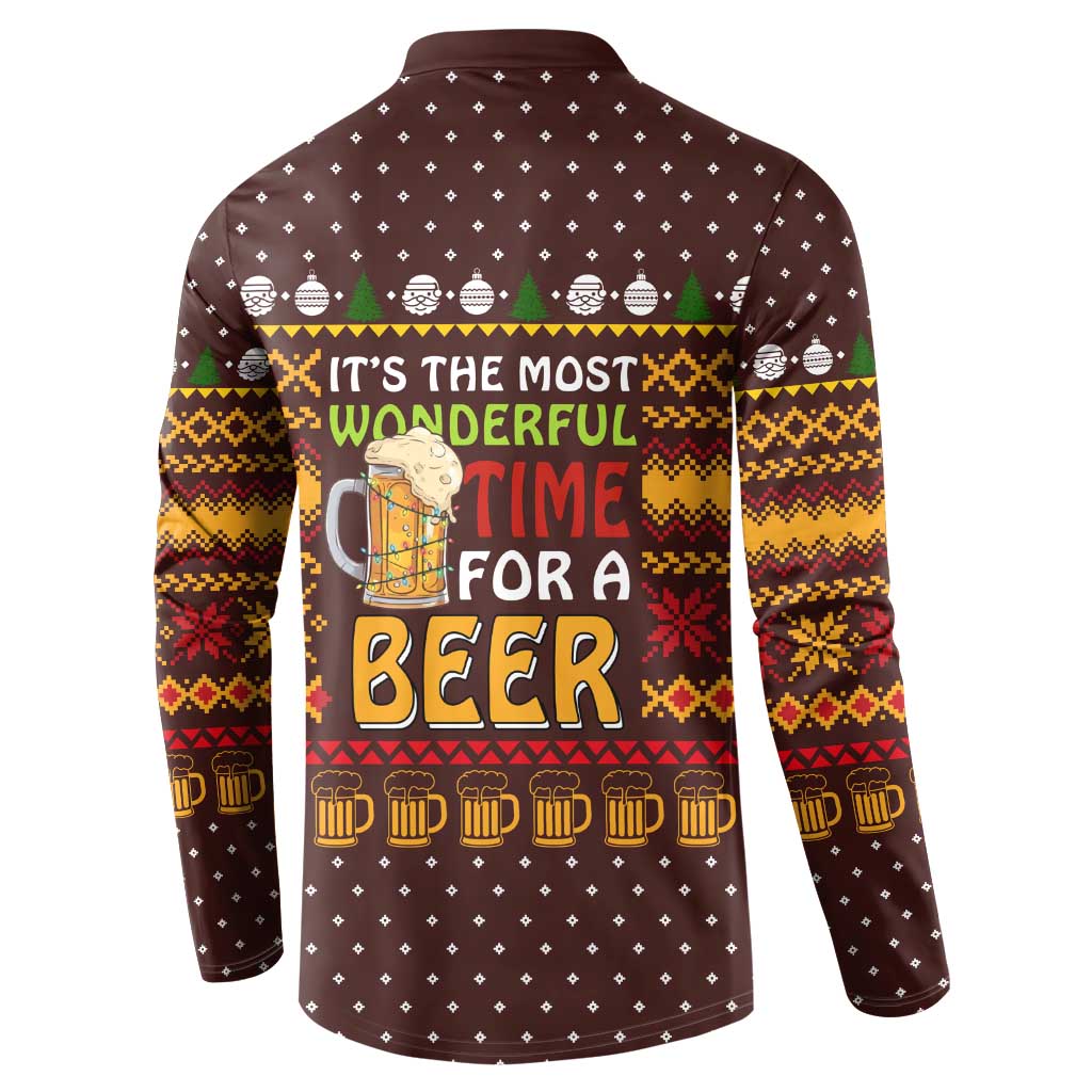 Christmas Its The Most Wonderful Time For A Beer Button Sweatshirt Xmas Holiday Patterns - Wonder Print Shop