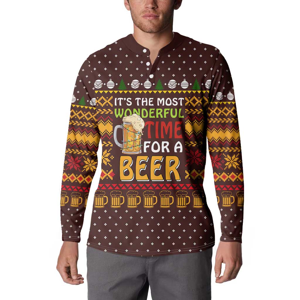 Christmas Its The Most Wonderful Time For A Beer Button Sweatshirt Xmas Holiday Patterns - Wonder Print Shop