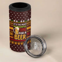 Christmas Its The Most Wonderful Time For A Beer 4 in 1 Can Cooler Tumbler Xmas Holiday Patterns - Wonder Print Shop