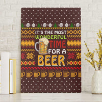 Christmas Its The Most Wonderful Time For A Beer Canvas Wall Art Xmas Holiday Patterns - Wonder Print Shop