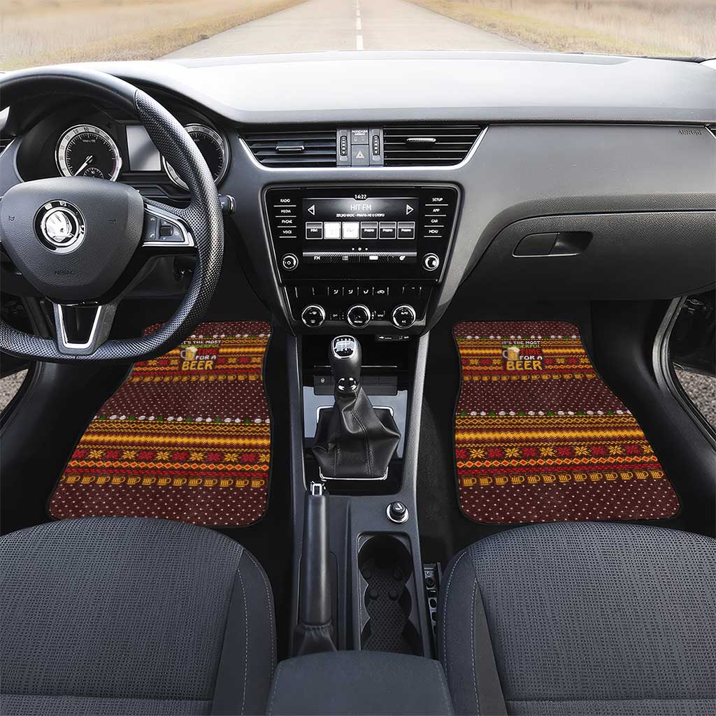 Christmas Its The Most Wonderful Time For A Beer Car Mats Xmas Holiday Patterns - Wonder Print Shop