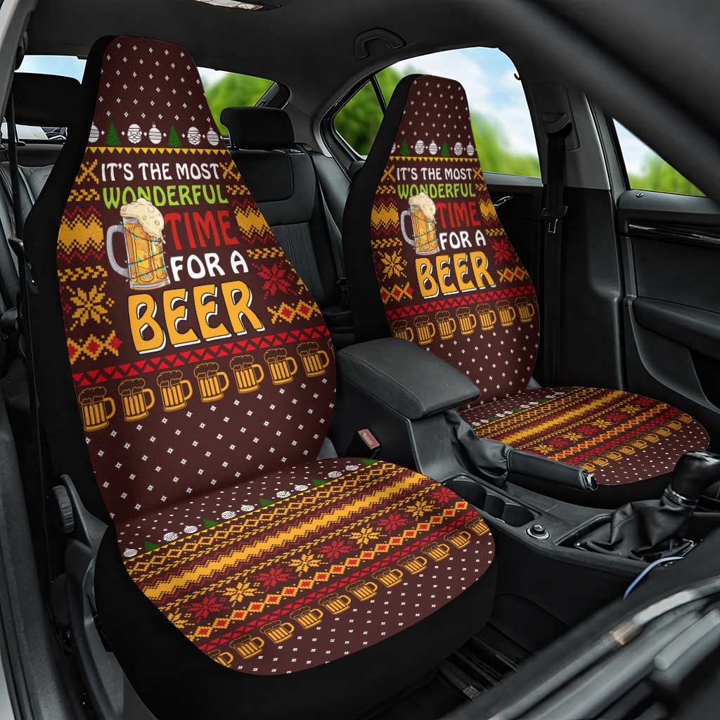 Christmas Its The Most Wonderful Time For A Beer Car Seat Cover Xmas Holiday Patterns - Wonder Print Shop
