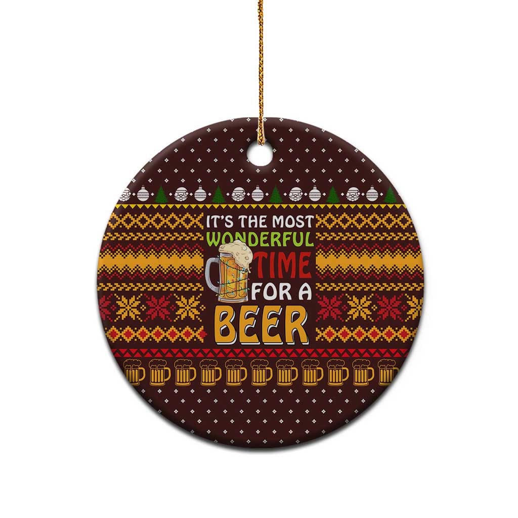 Christmas Its The Most Wonderful Time For A Beer Ceramic Ornament Xmas Holiday Patterns - Wonder Print Shop