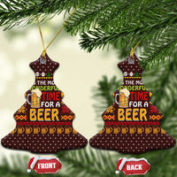 Christmas Its The Most Wonderful Time For A Beer Ceramic Ornament Xmas Holiday Patterns - Wonder Print Shop