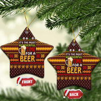 Christmas Its The Most Wonderful Time For A Beer Ceramic Ornament Xmas Holiday Patterns - Wonder Print Shop
