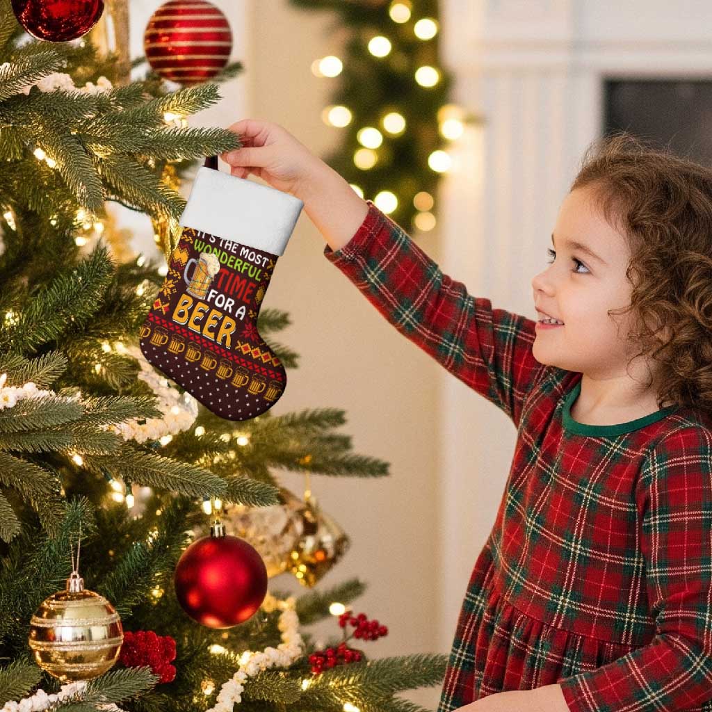 Christmas Its The Most Wonderful Time For A Beer Christmas Stocking Xmas Holiday Patterns - Wonder Print Shop