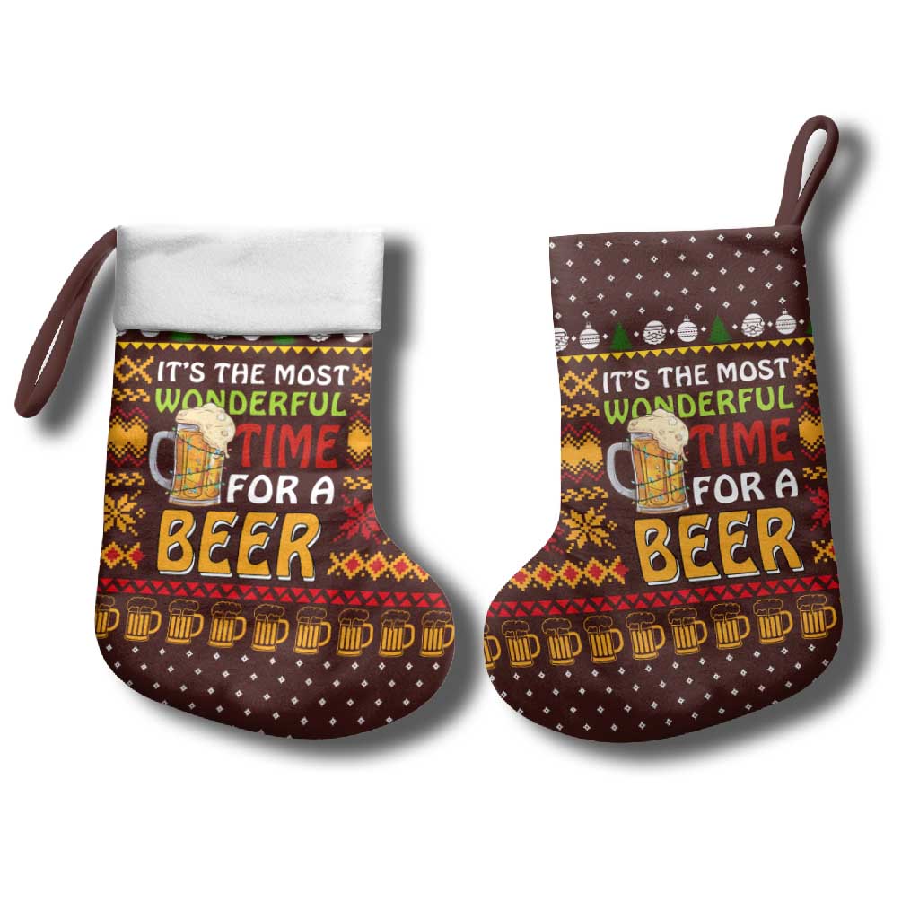 Christmas Its The Most Wonderful Time For A Beer Christmas Stocking Xmas Holiday Patterns - Wonder Print Shop