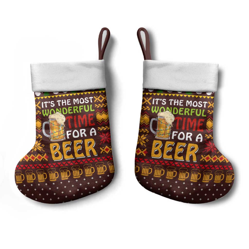 Christmas Its The Most Wonderful Time For A Beer Christmas Stocking Xmas Holiday Patterns - Wonder Print Shop