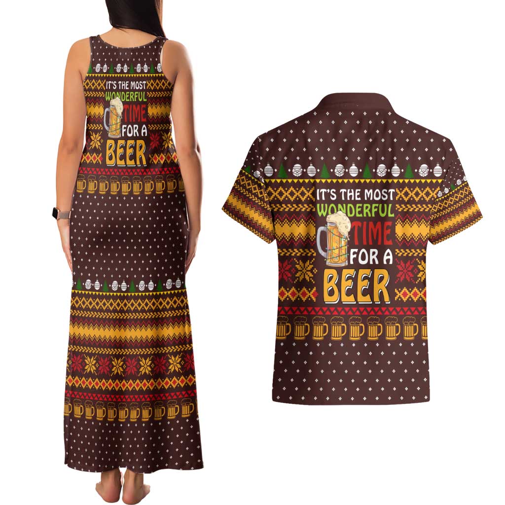 Christmas Its The Most Wonderful Time For A Beer Couples Matching Tank Maxi Dress and Hawaiian Shirt Xmas Holiday Patterns - Wonder Print Shop