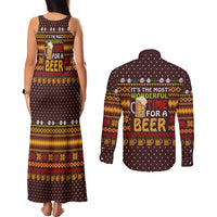 Christmas Its The Most Wonderful Time For A Beer Couples Matching Tank Maxi Dress and Long Sleeve Button Shirt Xmas Holiday Patterns - Wonder Print Shop
