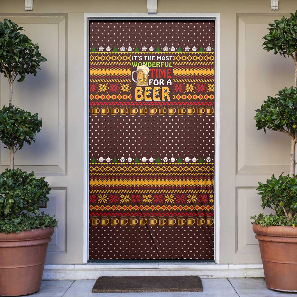 Christmas Its The Most Wonderful Time For A Beer Door Cover Xmas Holiday Patterns - Wonder Print Shop