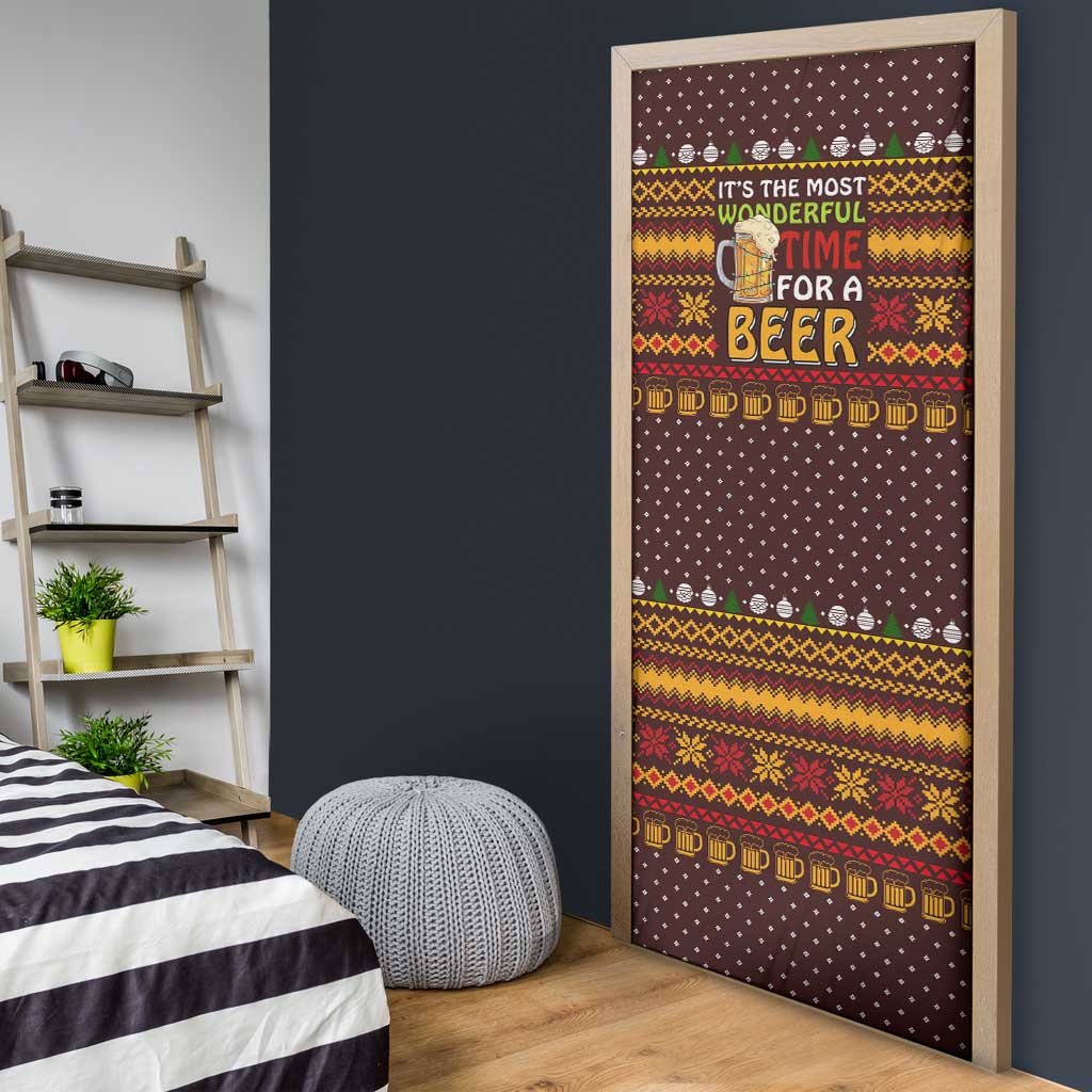 Christmas Its The Most Wonderful Time For A Beer Door Cover Xmas Holiday Patterns - Wonder Print Shop