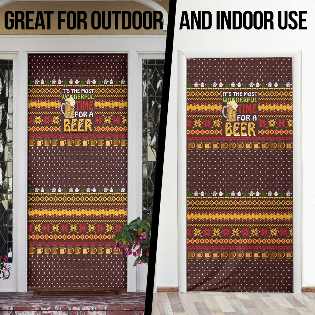 Christmas Its The Most Wonderful Time For A Beer Door Cover Xmas Holiday Patterns - Wonder Print Shop