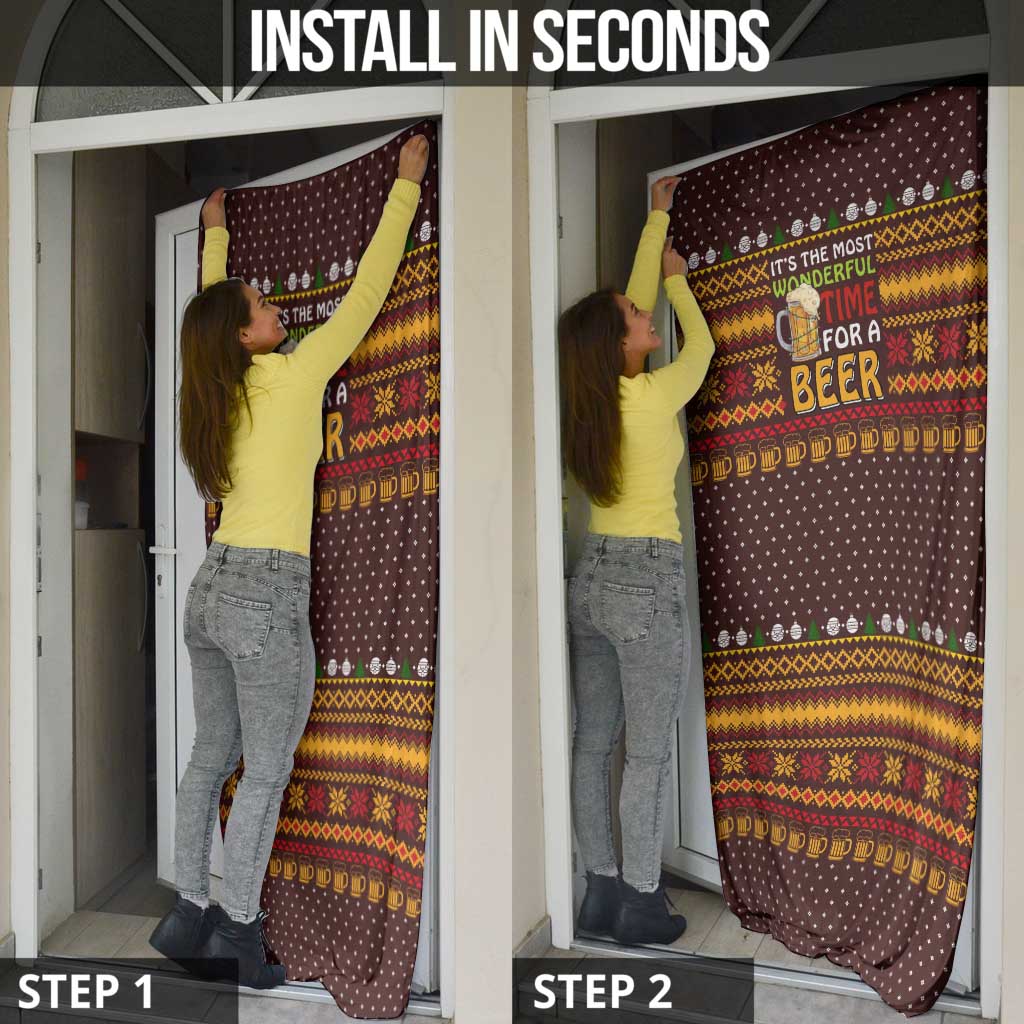 Christmas Its The Most Wonderful Time For A Beer Door Cover Xmas Holiday Patterns - Wonder Print Shop