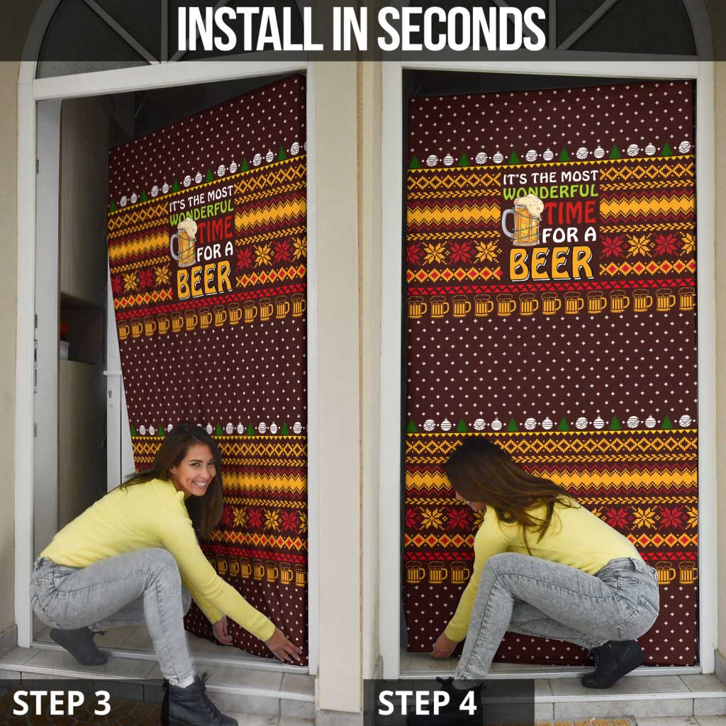 Christmas Its The Most Wonderful Time For A Beer Door Cover Xmas Holiday Patterns - Wonder Print Shop