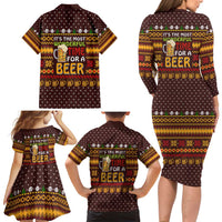 Christmas Its The Most Wonderful Time For A Beer Family Matching Long Sleeve Bodycon Dress and Hawaiian Shirt Xmas Holiday Patterns - Wonder Print Shop