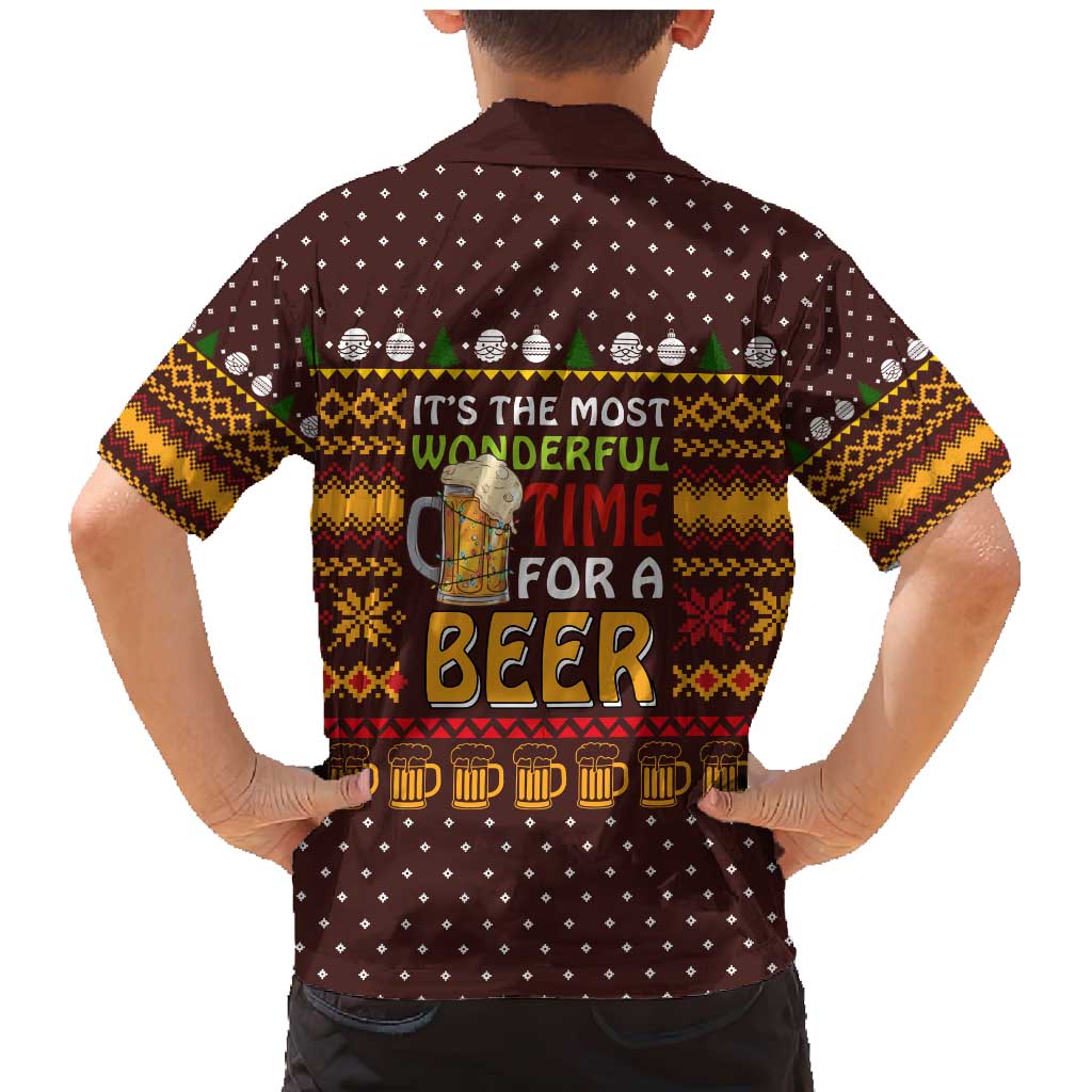 Christmas Its The Most Wonderful Time For A Beer Family Matching Mermaid Dress and Hawaiian Shirt Xmas Holiday Patterns - Wonder Print Shop
