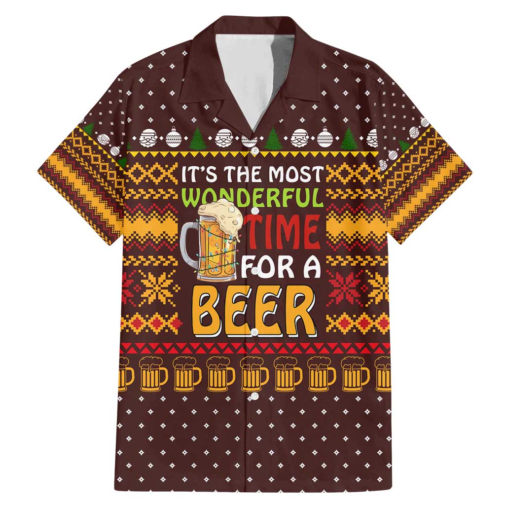 Christmas Its The Most Wonderful Time For A Beer Family Matching Mermaid Dress and Hawaiian Shirt Xmas Holiday Patterns - Wonder Print Shop