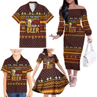Christmas Its The Most Wonderful Time For A Beer Family Matching Off The Shoulder Long Sleeve Dress and Hawaiian Shirt Xmas Holiday Patterns - Wonder Print Shop