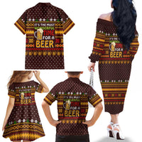 Christmas Its The Most Wonderful Time For A Beer Family Matching Off The Shoulder Long Sleeve Dress and Hawaiian Shirt Xmas Holiday Patterns - Wonder Print Shop