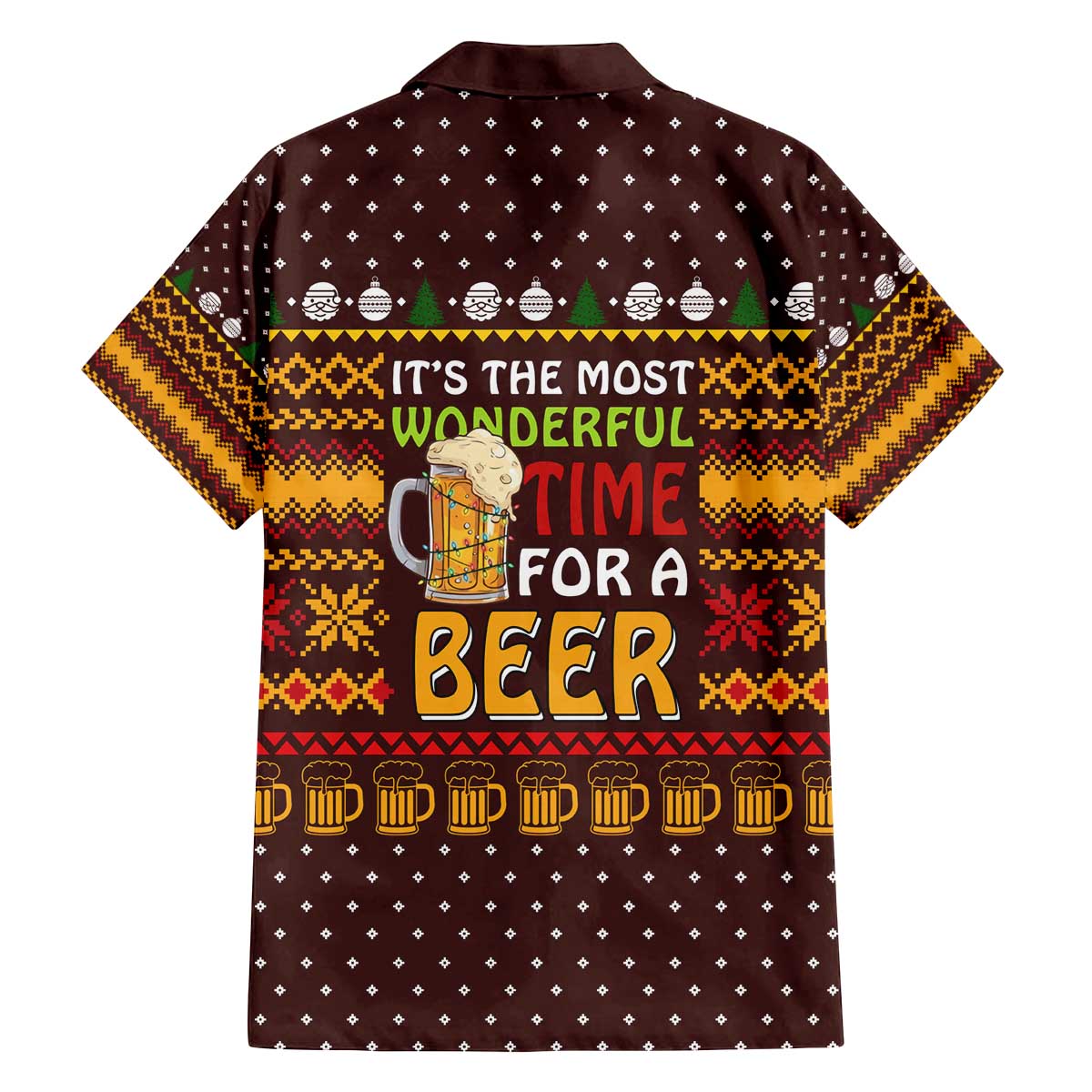 Christmas Its The Most Wonderful Time For A Beer Family Matching Off The Shoulder Long Sleeve Dress and Hawaiian Shirt Xmas Holiday Patterns - Wonder Print Shop