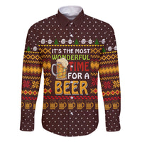 Christmas Its The Most Wonderful Time For A Beer Family Matching Off The Shoulder Long Sleeve Dress and Hawaiian Shirt Xmas Holiday Patterns - Wonder Print Shop