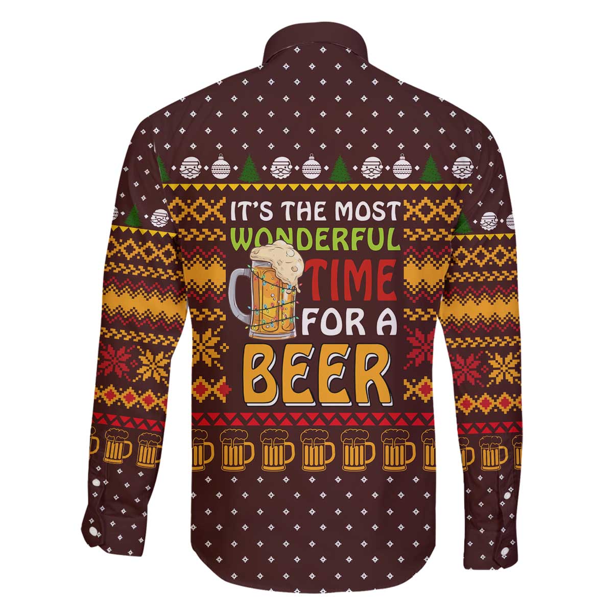 Christmas Its The Most Wonderful Time For A Beer Family Matching Off The Shoulder Long Sleeve Dress and Hawaiian Shirt Xmas Holiday Patterns - Wonder Print Shop