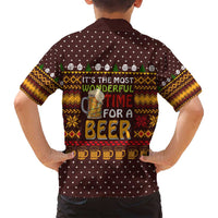 Christmas Its The Most Wonderful Time For A Beer Family Matching Puletasi and Hawaiian Shirt Xmas Holiday Patterns - Wonder Print Shop
