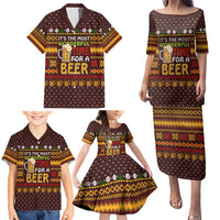 Christmas Its The Most Wonderful Time For A Beer Family Matching Puletasi and Hawaiian Shirt Xmas Holiday Patterns - Wonder Print Shop