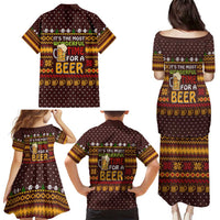 Christmas Its The Most Wonderful Time For A Beer Family Matching Puletasi and Hawaiian Shirt Xmas Holiday Patterns - Wonder Print Shop