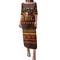 Christmas Its The Most Wonderful Time For A Beer Family Matching Puletasi and Hawaiian Shirt Xmas Holiday Patterns - Wonder Print Shop
