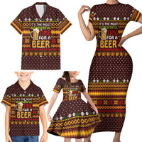 Christmas Its The Most Wonderful Time For A Beer Family Matching Short Sleeve Bodycon Dress and Hawaiian Shirt Xmas Holiday Patterns - Wonder Print Shop